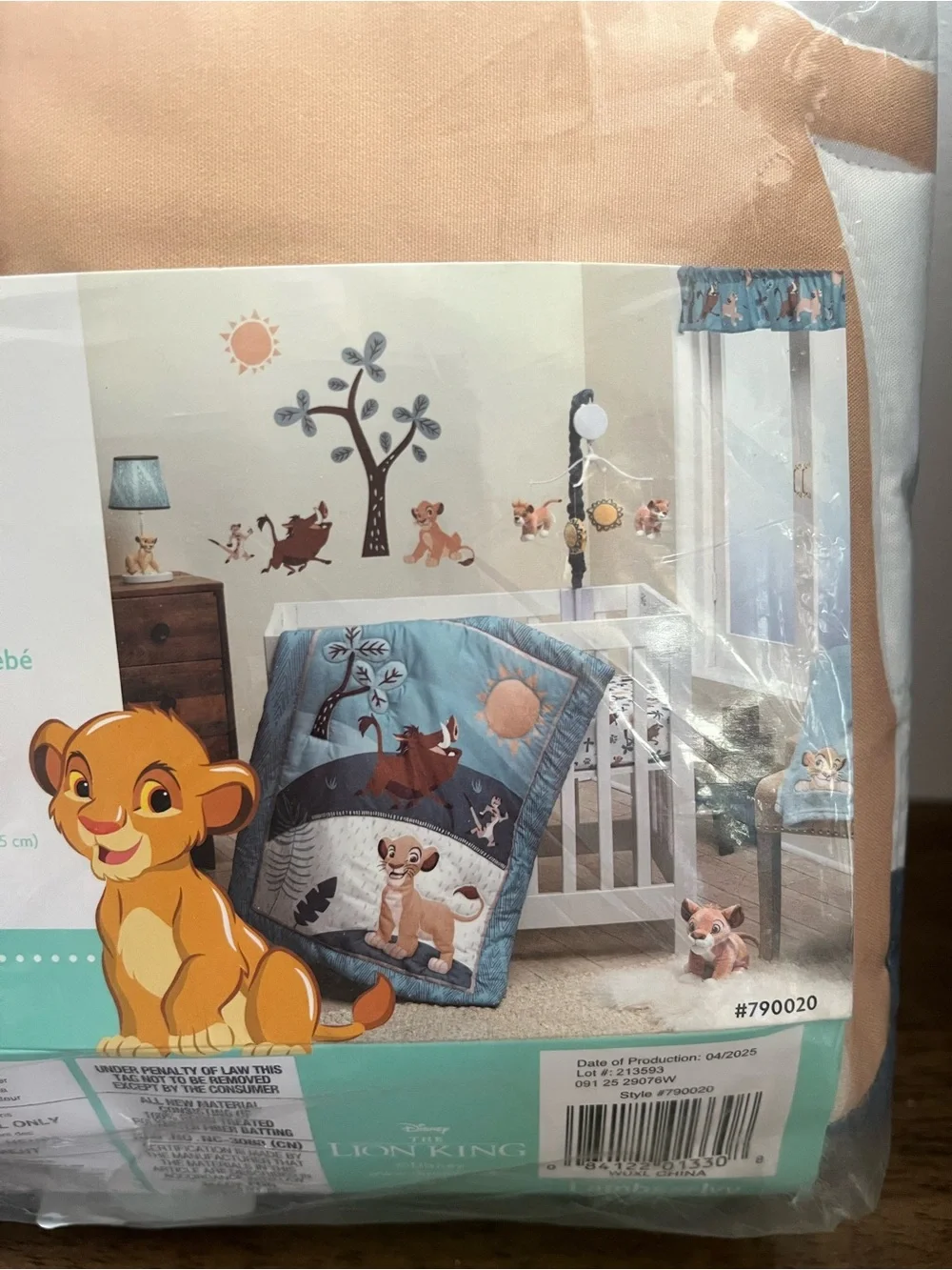 Disney Baby Lion King Mini Crib Set in Teal and Tan